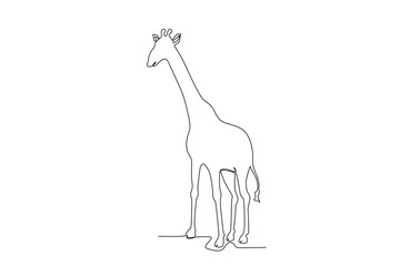 Single one line drawing of a giraffe. Continuous line draw design graphic vector illustration.
