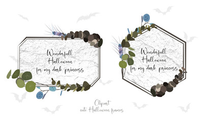 Clipart Halloween frames with elegant plants