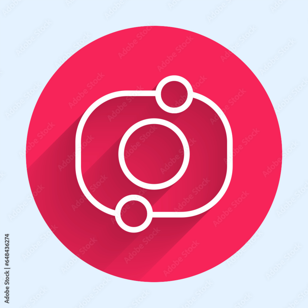 Poster white line solar system icon isolated with long shadow background. the planets revolve around the st