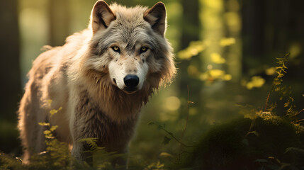Wolf in Natural Light in the forest