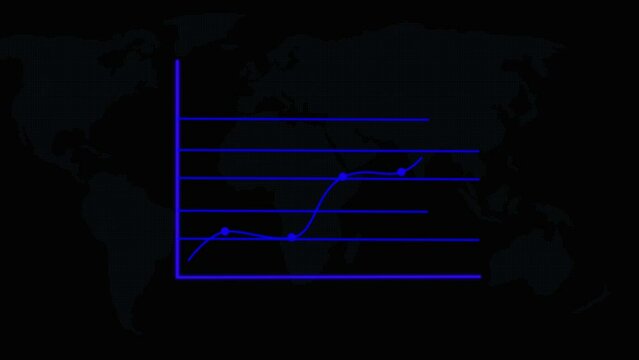 Animated blue neon graph on dark background, depicting data analysis or financial concept.
