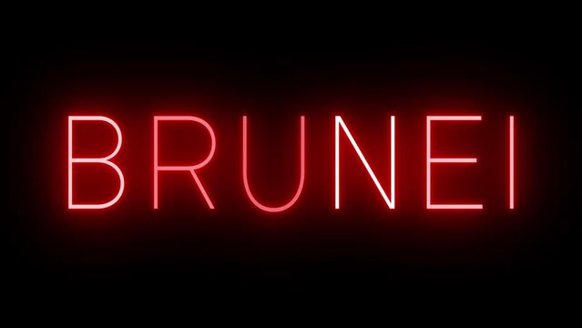 Flickering red retro style neon sign glowing against a black background