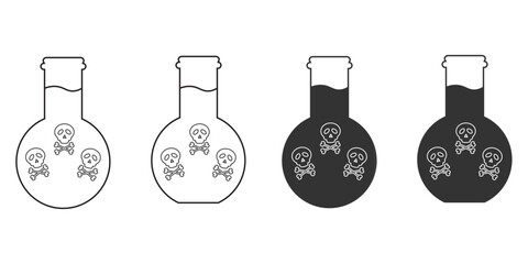 Flask with skulls inside icon. Poison vector ilustration.