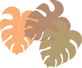 Сolorful tropical leaves, monstera leaves, vector illustration.