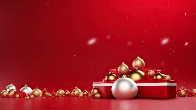 christmas background with balls and gift boxes for christmas video background