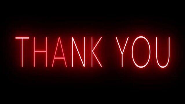 Flickering red retro style neon sign glowing against a black background