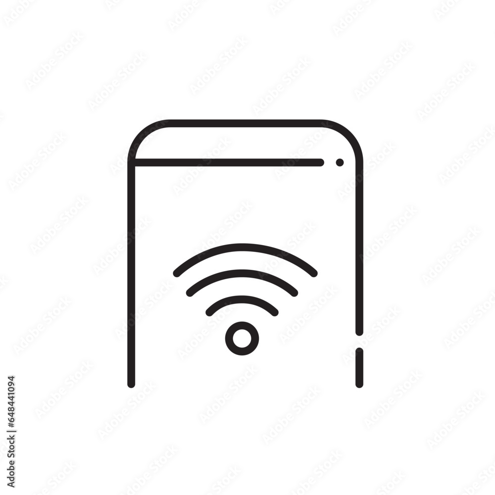 Poster smartphone with wifi symbol on it. wireless internet connection. pixel perfect, editable stroke icon