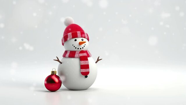 snowman with christmas ball for merry christmas