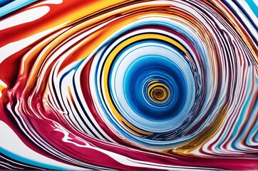 Abstract circle liquid motion flow explosion. Curved wave colorful pattern with paint drops on white background