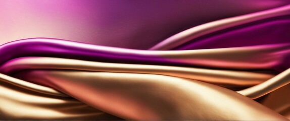 Abstract Background with 3D Wave Bright Gold and  Purple