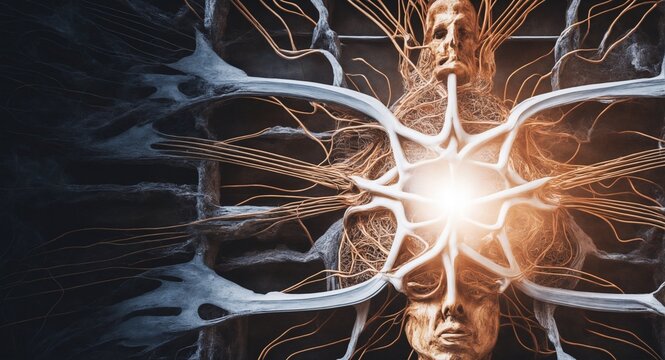 Concept art of a human brain exploding with knowledge and creativity