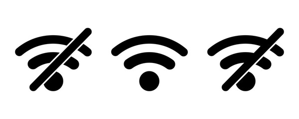 Vector online and offline wifi icon. Connect and disconnected wireless network pictogram isolated on white background. - obrazy, fototapety, plakaty