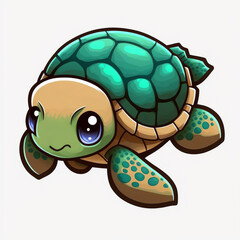 Fototapeta premium Exquisite Turtle Sticker Captivating Cute Tortoise in Vibrant Colors Generative AI