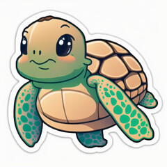  Exquisite Turtle Sticker Captivating Cute Tortoise in Vibrant Colors Generative AI