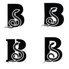  Letter B initial Logo | Set Of snakes | Number And snake Logo