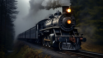 Fototapeta na wymiar Vintage black steam train