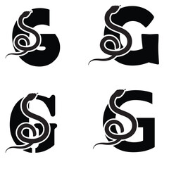  Letter G initial Logo | Set Of snakes | Number And snake Logo