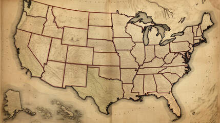 Vintage map of United States 1867 - obrazy, fototapety, plakaty