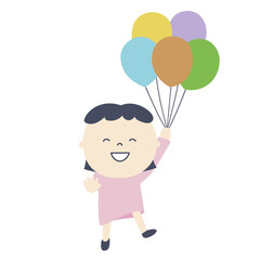 girl floating in the air with balloon