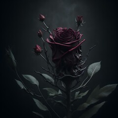 Cursed Rose with skull and blood, Scary Rose and skulls - obrazy, fototapety, plakaty