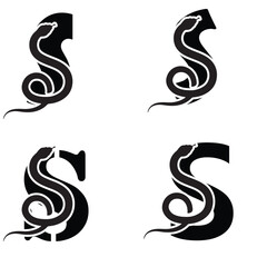  Letter S initial Logo | Set Of snakes | Number And snake Logo