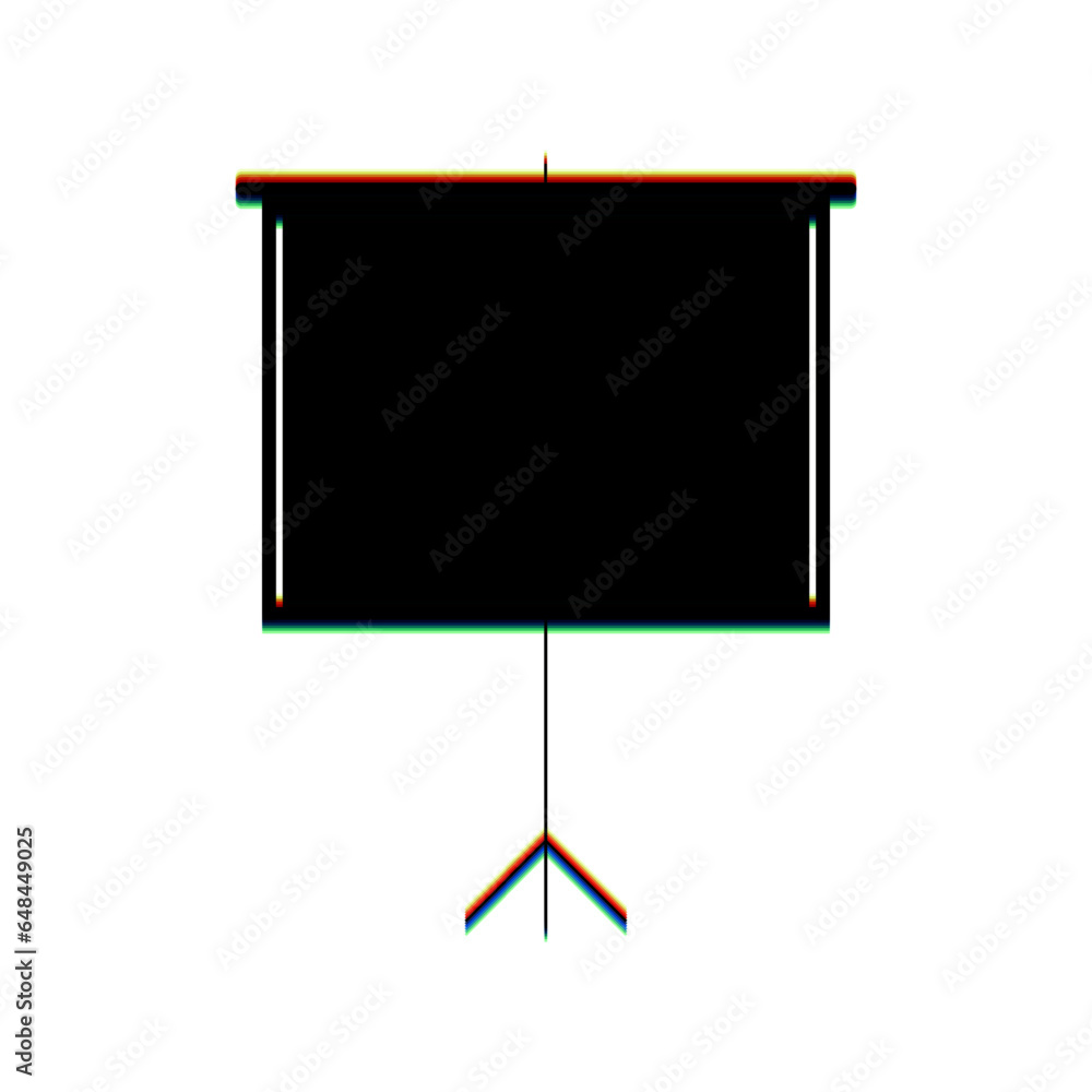 Aufkleber blank projection screen. black icon with vertical effect of color edge aberration at white backgroun
