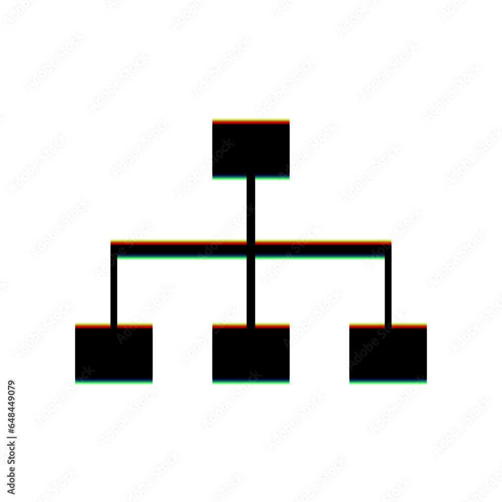 Aufkleber site map sign. black icon with vertical effect of color edge aberration at white background. illustr