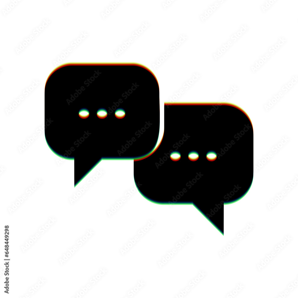 Poster speech bubbles sign. black icon with vertical effect of color edge aberration at white background. i