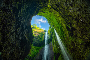 Beautiful waterfalls in sunny day,Bottom view Madakaripura Waterfall is the tallest waterfall in...
