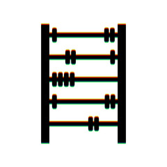 Retro abacus sign. Black Icon with vertical effect of color edge aberration at white background. Illustration.