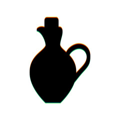 Amphora sign illustration. Black Icon with vertical effect of color edge aberration at white background. Illustration.