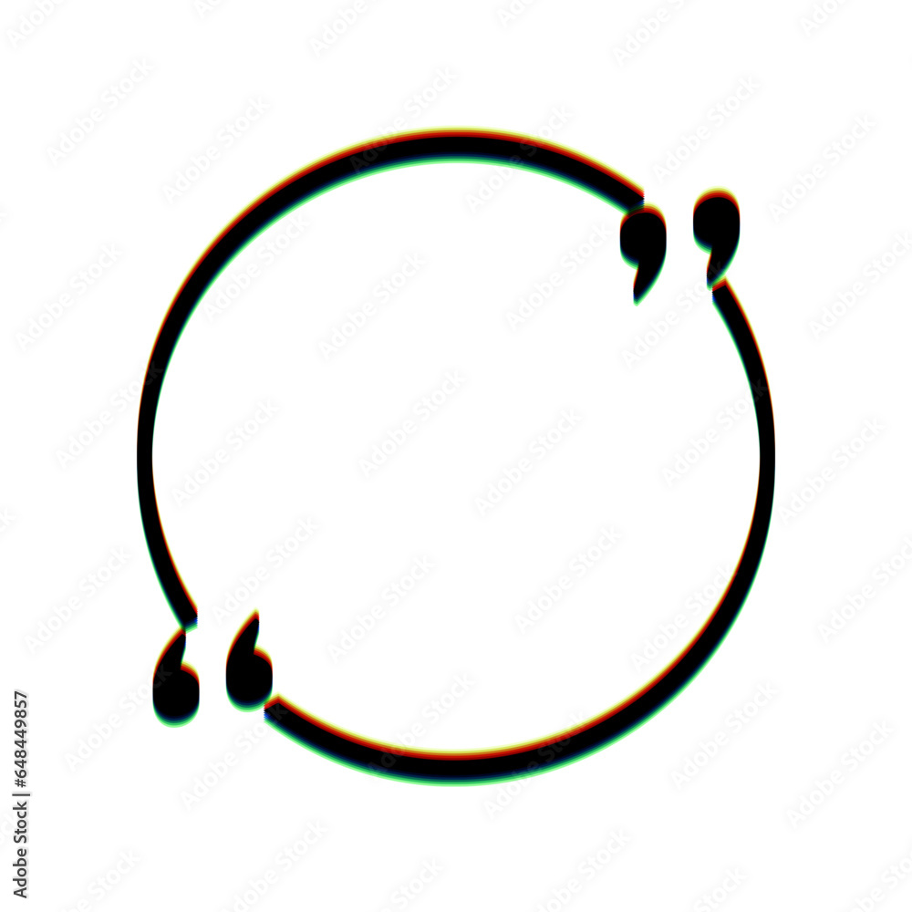 Poster text quote sign. black icon with vertical effect of color edge aberration at white background. illus
