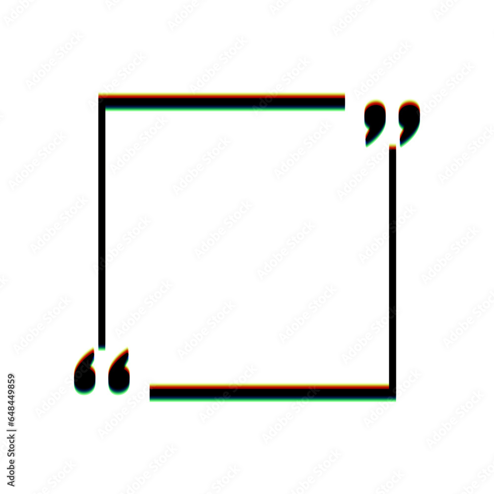 Aufkleber text quote sign. black icon with vertical effect of color edge aberration at white background. illus