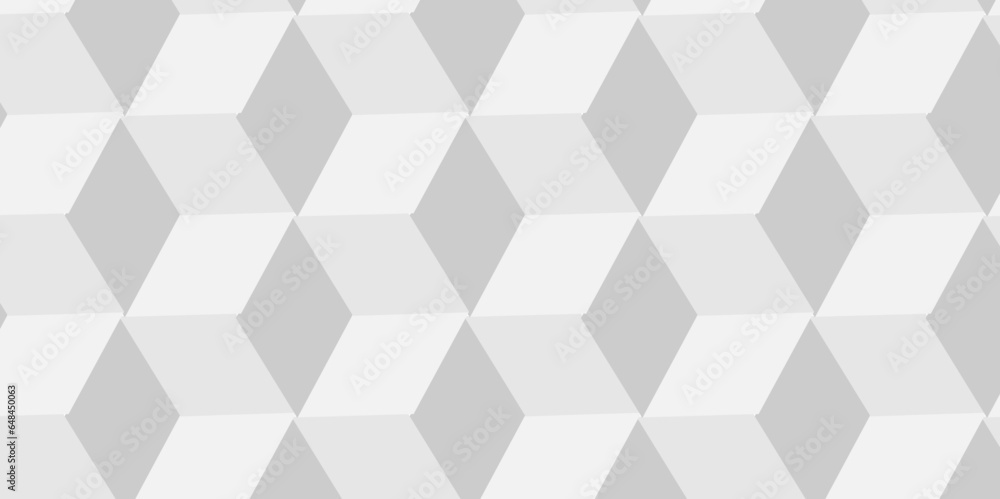 Sticker seamless geometric pattern abstract background. abstract cubes geometric white and gray color hexago