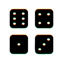 Devils bones, Ivories sign. Black Icon with vertical effect of color edge aberration at white background. Illustration.