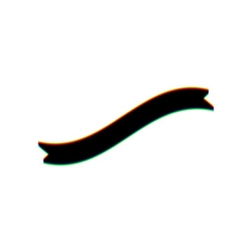 Banner ribbon sign. Black Icon with vertical effect of color edge aberration at white background. Illustration.