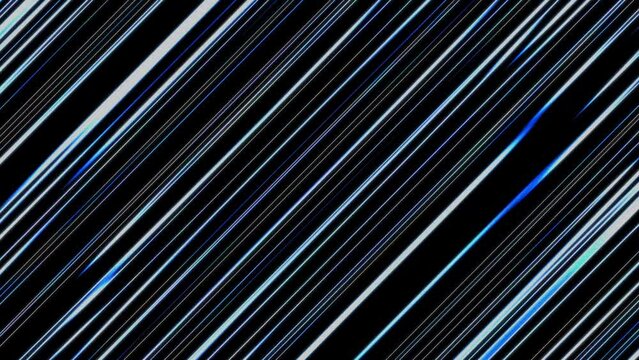 Abstract background animated with diagonal blue and white light streaks on a black backdrop.