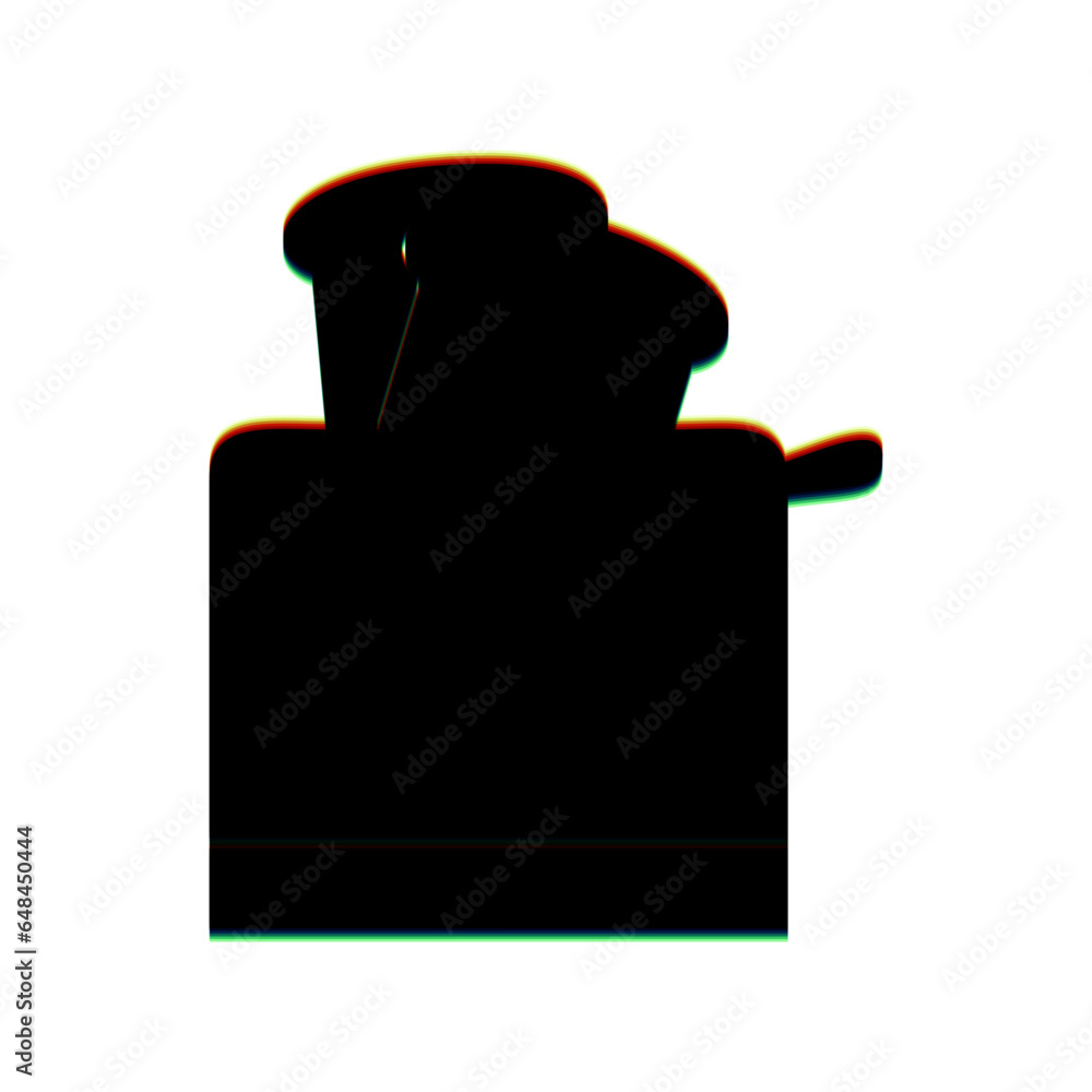 Poster toaster simple sign. black icon with vertical effect of color edge aberration at white background. i