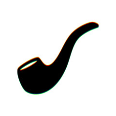 Smoke pipe sign. Black Icon with vertical effect of color edge aberration at white background. Illustration.