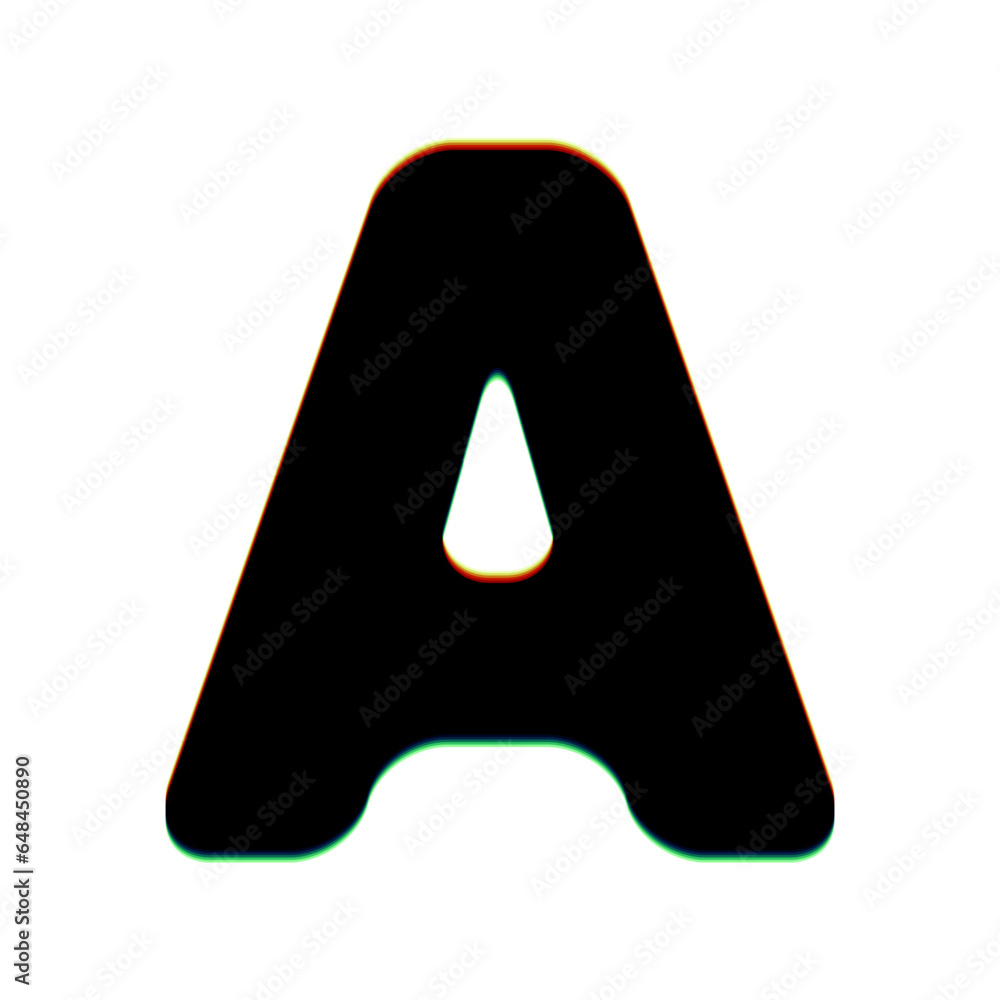 Aufkleber letter a sign design template element. black icon with vertical effect of color edge aberration at w