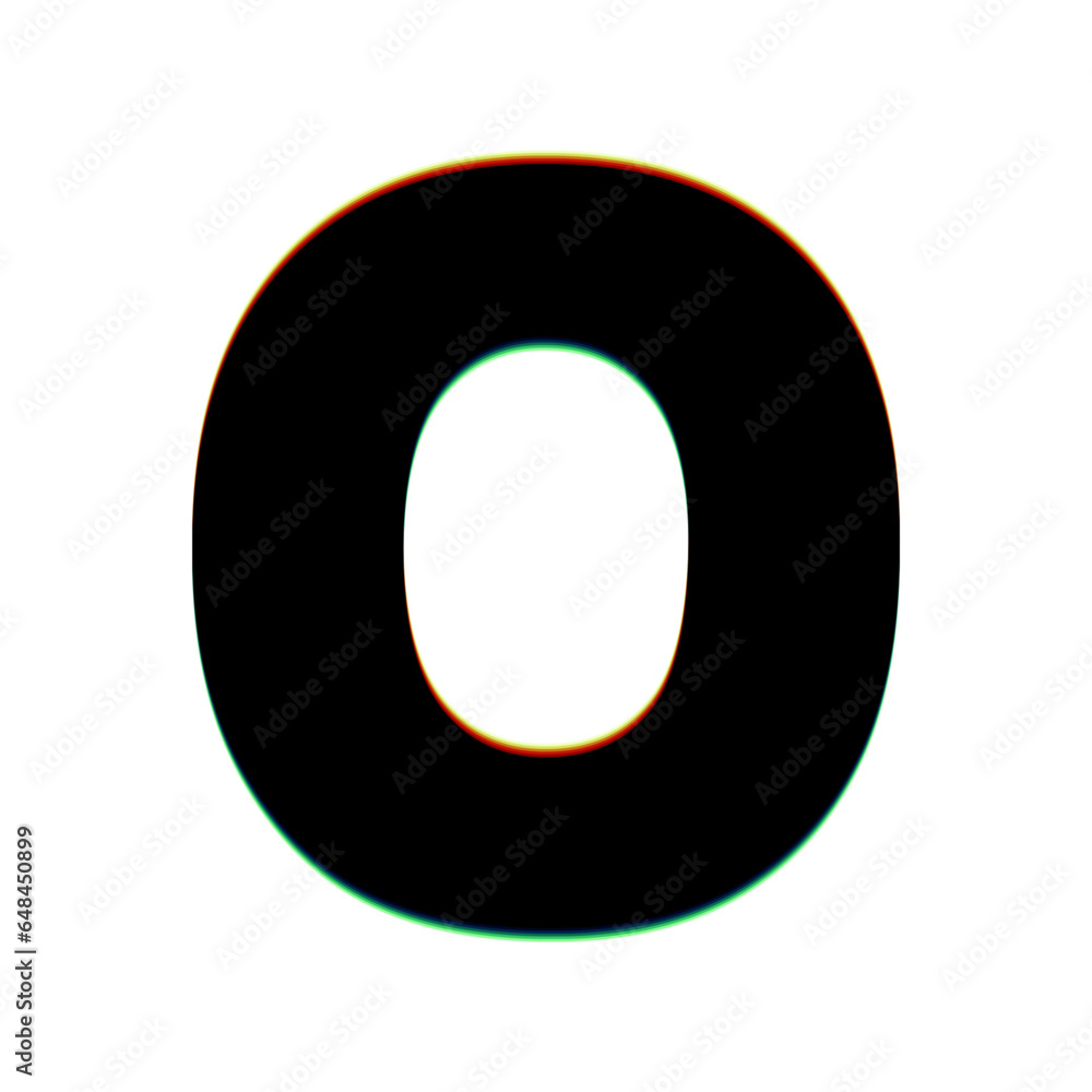 Aufkleber letter o sign design template element. black icon with vertical effect of color edge aberration at w