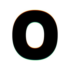 Letter O sign design template element. Black Icon with vertical effect of color edge aberration at white background. Illustration.
