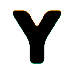 Letter Y sign design template element. Black Icon with vertical effect of color edge aberration at white background. Illustration.