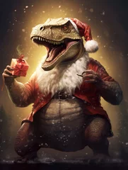 Crédence de cuisine en verre imprimé Dinosaures Weihnachtsdinosaurier