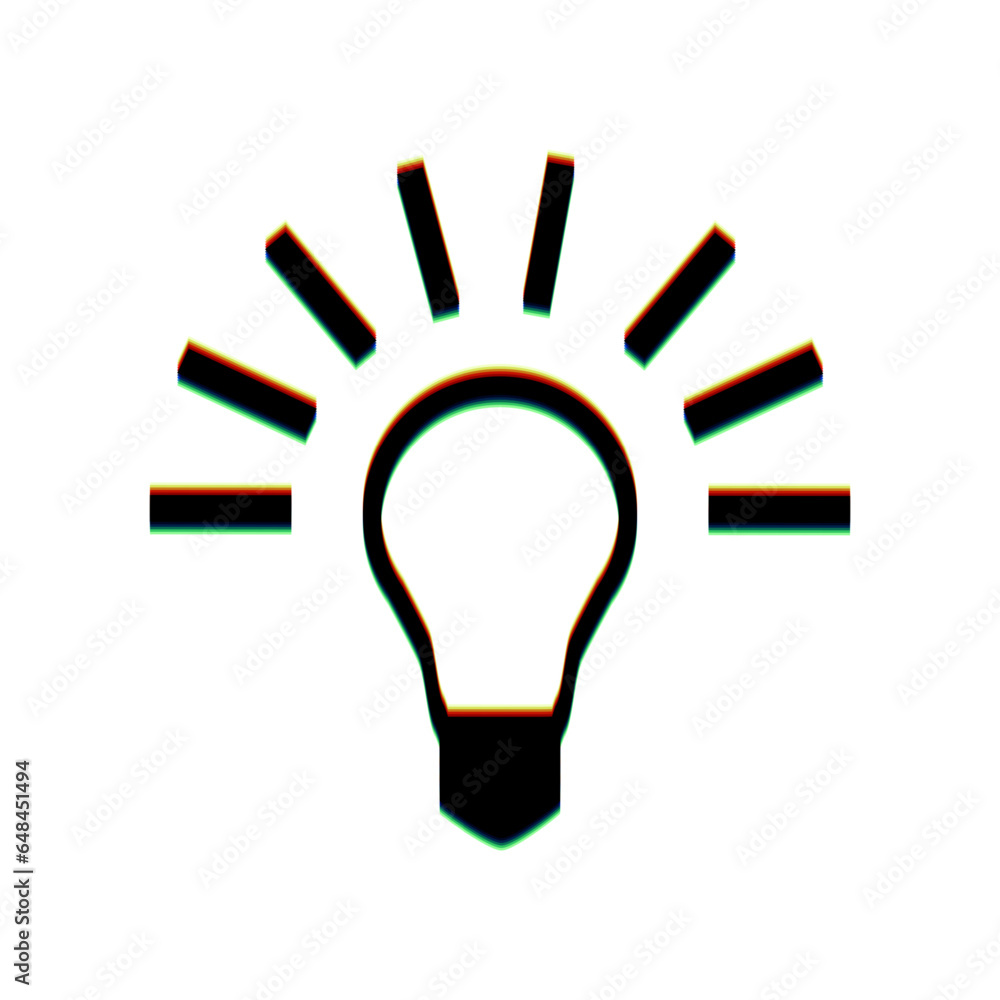 Aufkleber light lamp sign. black icon with vertical effect of color edge aberration at white background. illus