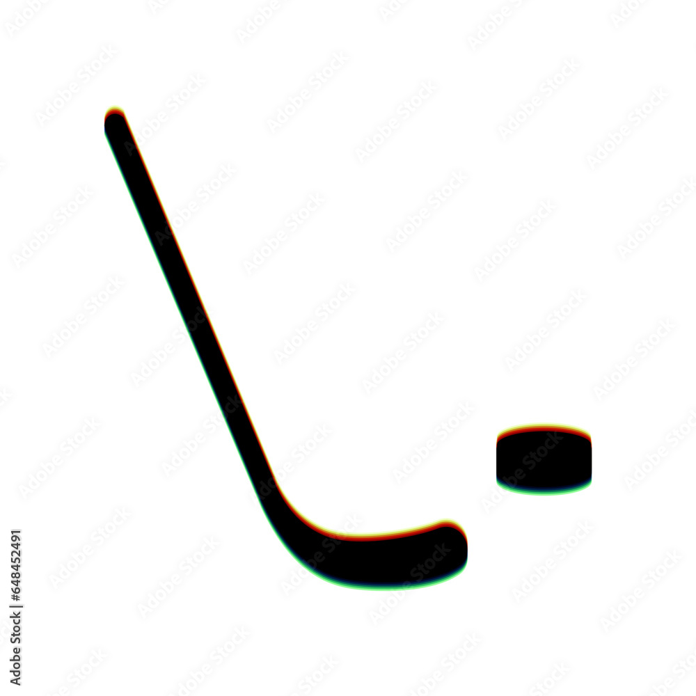 Poster stick and field sign. black icon with vertical effect of color edge aberration at white background. 
