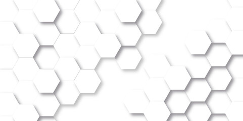 Background with hexagons. white texture background . hexagon abstract background. Geometric mesh cell texture. Surface polygon pattern with glowing hexagon paper texture and futuristic business.