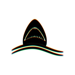 Shark sign. Black Icon with vertical effect of color edge aberration at white background. Illustration.