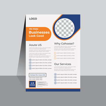 flyer, A4 size business  template flyer quality full  vector design for business agency, color orange and Colorful     concepts, Creative Corporate and Business Flyer Brochure Template Design, poster 