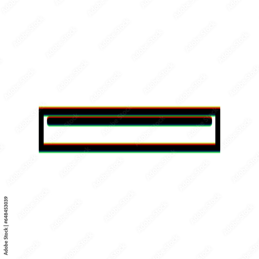 Aufkleber usb port sign. black icon with vertical effect of color edge aberration at white background. illustr